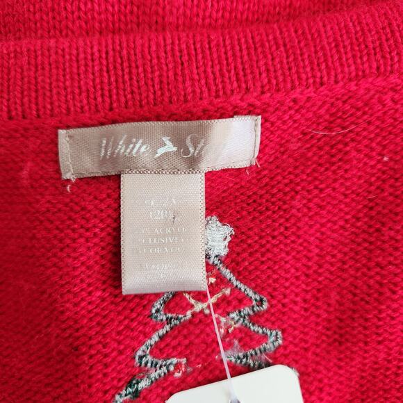 Vintage Y2K White Stag Red Knit Ugly Christmas Sweater Vest Holiday Theme L - Picture 6 of 7